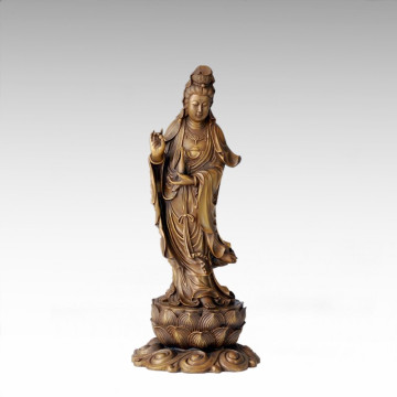 Buddha Statue Avalokitesvara/Lotus Guanyin Bronze Sculpture Tpfx-076
